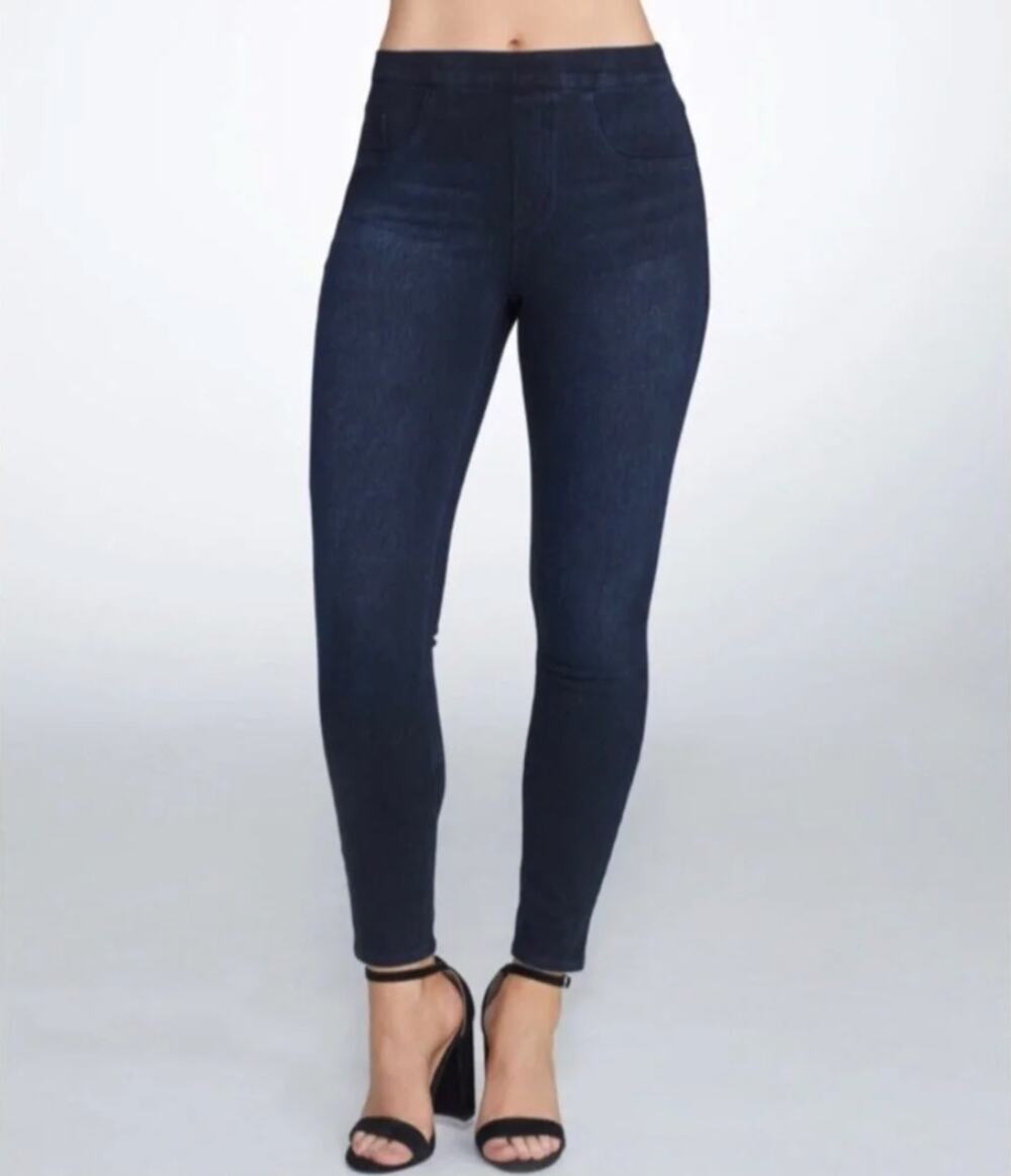 Spanx Jeanish Ankle Leggings Dark Wash Blue Jean Size S